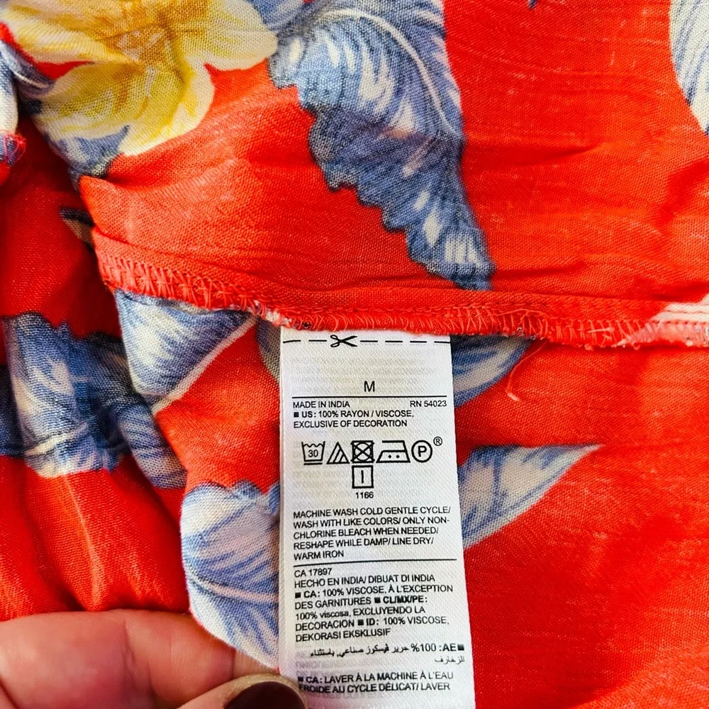 Old Navy Women’s Tropical Floral Peasant Tasseled 3/4 Sleeve Mini Swing Dress M - Picture 10 of 11